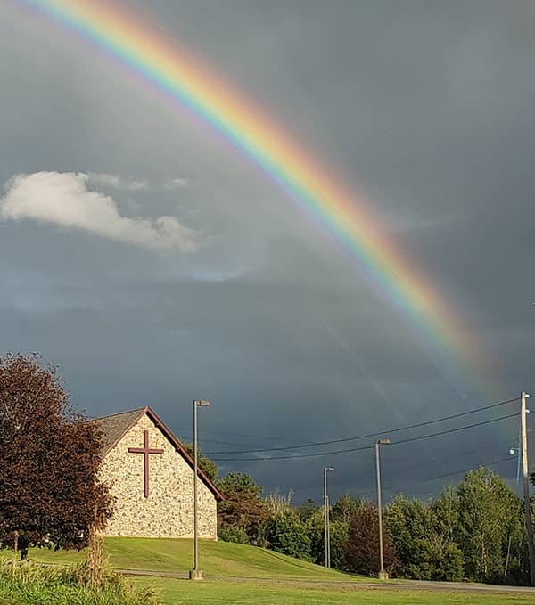 rainbow outside of church
